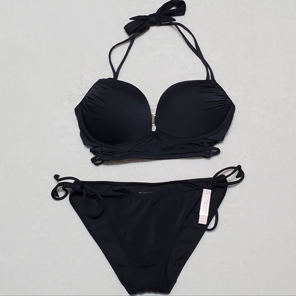 Victoria's Secret Longline Bombshell Miraculous Push-Up The Teeny Bikini Set 32D - Picture 2 of 16
